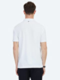 Beyaz Jakarlı Polo Yaka T-Shirt