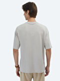 Bej Desenli Bisiklet Yaka T-Shirt