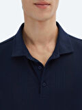 Lacivert Desenli Polo Yaka T-Shirt
