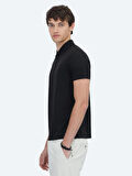 Siyah Desenli Polo Yaka T-Shirt