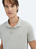Açık Haki Desenli Polo Yaka T-Shirt