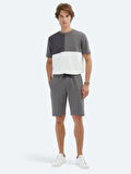 Antrasit Düz Örme Jogging Fit Spor Bermuda