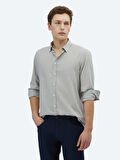 Açık Gri Düz Regular Fit Dokuma Casual %100 Pamuk Gömlek