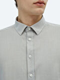 Açık Gri Düz Regular Fit Dokuma Casual %100 Pamuk Gömlek