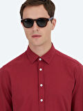 Kırmızı Düz Regular Fit Dokuma Casual %100 Pamuk Gömlek