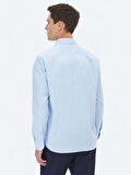 Mavi Düz Regular Fit Dokuma Klasik %100 Pamuk Gömlek