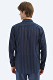 Kip Erkek Çizgili Regular Fit Dokuma Casual Pamuk Karışımlı Gömlek GM-5776 Lacivert