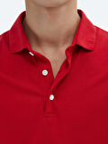 Kırmızı Düz Polo Yaka %100 Pamuk T-Shirt
