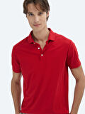 Kırmızı Düz Polo Yaka %100 Pamuk T-Shirt