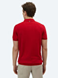 Kırmızı Polo Yaka Düz Örgü Triko