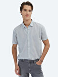 Gri Desenli Regular Fit Casual Gömlek