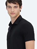Siyah Düz Regular Fit Casual Gömlek