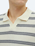 Lacivert Çizgili Polo Yaka Pamuk Karışımlı T-Shirt