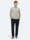 Açık Haki Baskılı Polo Yaka Pamuk Karışımlı T-Shirt