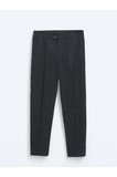 Lacivert Dokuma Loose Fit Casual Pantolon