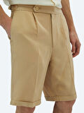 Deve Tüyü Dokuma Carrot Fit Casual Bermuda