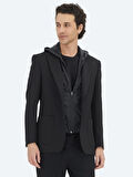 Siyah Düz Modern Fit Örme Ceket