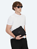 Siyah Regular Fit Dik Yaka Casual Dokuma Mont