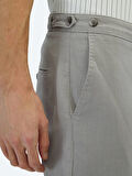 Gri Dokuma Fitted Fit Smart Casual Pamuk Karışımlı Pantolon