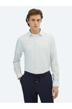 Mavi Çizgili Regular Fit Casual Pamuk Karışımlı Gömlek