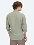 Haki Oversize Fit Dokuma Casual Gömlek