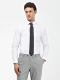 Beyaz Düz Slim Fit Dokuma Klasik Pamuk Karışımlı Gömlek
