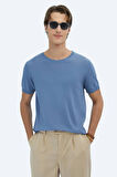 Kip Erkek Bisiklet Yaka Düz Örgü Triko TRK-1572 Mavi