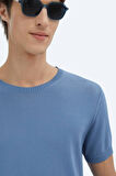 Kip Erkek Bisiklet Yaka Düz Örgü Triko TRK-1572 Mavi