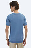 Kip Erkek Bisiklet Yaka Düz Örgü Triko TRK-1572 Mavi