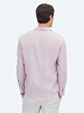 Pembe Düz Regular Fit Dokuma Casual Pamuk Karışımlı Gömlek