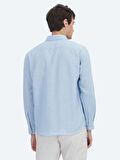Mavi Düz Regular Fit Dokuma Casual Pamuk Karışımlı Gömlek
