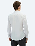 Beyaz Düz Slim Fit Dokuma Klasik Pamuk Karışımlı Gömlek
