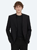 Siyah Desenli Regular Fit Ceket