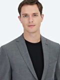 Antrasit Düz Regular Fit Yün Karışımlı Ceket