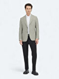 Haki Düz Modern Fit Yün Karışımlı Ceket