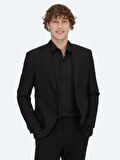 Siyah Desenli Modern Fit Ceket