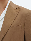 Kahverengi Düz Modern Fit %100 Keten Takım Elbise