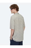 Mavi Desenli Oversize Fit Dokuma Casual Gömlek
