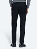 Siyah Düz Dokuma Regular Fit Casual Pamuk Karışımlı Pantolon