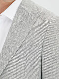 Gri Desenli Modern Fit Keten Karışımlı Ceket