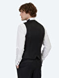 Siyah Slim Fit Şal Yaka Klasik Yelek