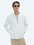 Beyaz Regular Fit Casual Dokuma Mont