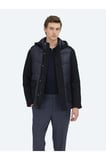 Lacivert Regular Fit Kapüşonlu Casual Dokuma Mont