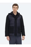 Lacivert Regular Fit Kapüşonlu Casual Dokuma Mont