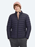 Lacivert Regular Fit Dik Yaka Casual Dokuma Mont