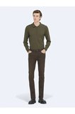 Kahverengi Slim Fit Denim Pamuk Karışımlı Pantolon
