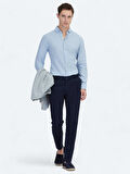 Lacivert Dokuma Regular Fit Casual Pamuk Karışımlı Pantolon