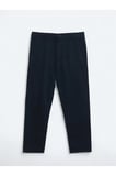 Lacivert Dokuma Relaxed Fit Casual Pamuk Karışımlı Pantolon