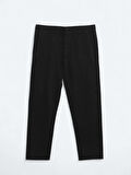 Siyah Dokuma Relaxed Fit Casual Pamuk Karışımlı Pantolon