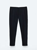 Lacivert Dokuma Jogging Fit Casual Yün Karışımlı Pantolon